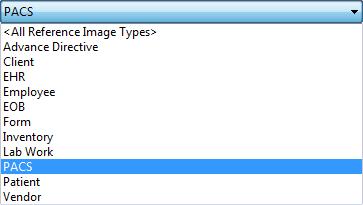 Select PACS from the Reference Image Type drop-down