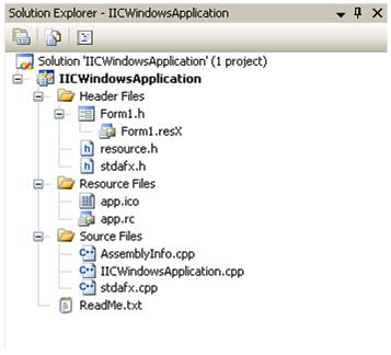 4.2. Project Structure In order to create such a Windows application in Visual C++, first start up a new project and select Window Form Application as the project