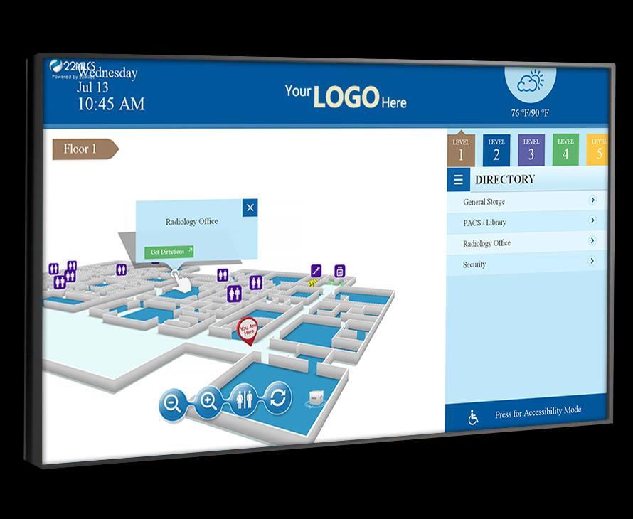 Waytouch Premier Medical Pin Point turn-by-turn directions to buildings and classrooms. Enhances student s ability to find and view class times. Improves your ability to disseminate announcements.