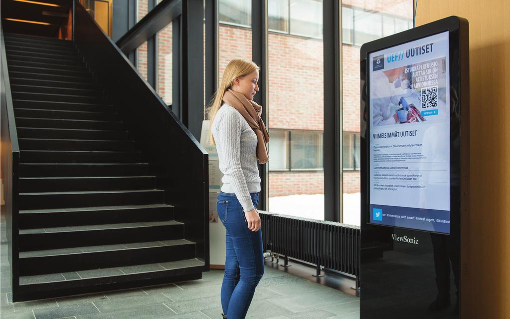 Digital signage is the digital version of traditional signage and enables organisations to turn televisions and displays into digital notice boards.