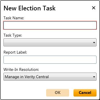 The New Election Task window opens. 4. Type the Task Name. 5.