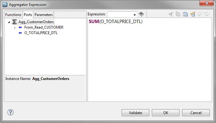 7. Replace the existing expression in the editor with the following expression: SUM(O_TOTALPRICE_DTL) 8.