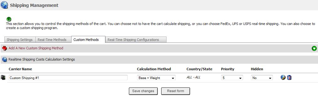 174 Pinnacle Cart User Manual v3.6.3 6.3.4 Add a Custom Shipping Method To add a custom shipping method, follow the steps: 1. Open 167 the Shipping Management page.