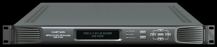 MPEG-2/4 AVC HD Encoder DME-9724H High-End Encoding Latency 150ms Chroma Depth 4:2:0 4:2:2(10bit) Resolutions up to 1080p Best performing and fully programmed High-End DME- 9724H Encoder enables to