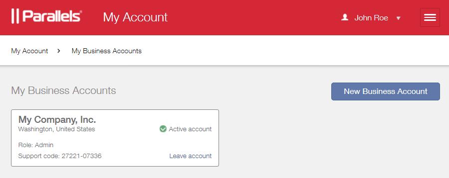 Remove the unneeded email from the business account 1 Log in to Parallels My Account using your business account email address (the one you want to discard).