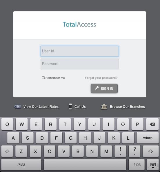3. Enter a valid User ID and password and tap SIGN IN.