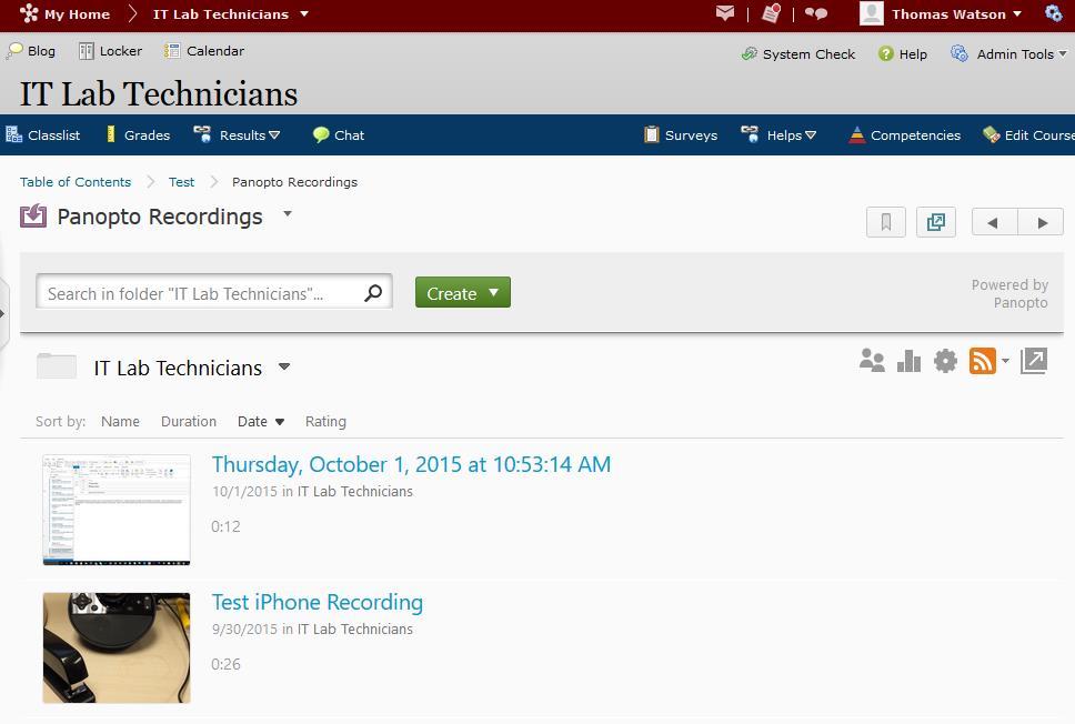 Posting Videos 1. For faculty recording videos into a class folder, if you access the Panopto Recordings activity from the Panopto Content module, you will see the video that was just uploaded.