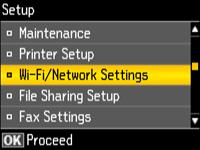 INTR.FM (A4 size) 2. Select Wi-Fi/Network Settings, and then press the K button. 3. Select Wi-Fi Setup Wizard, and then press the K button.