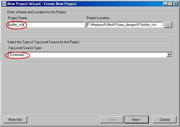 Figure 3-3 Creating a new project. 4. When the new project option is selected the following window is seen.