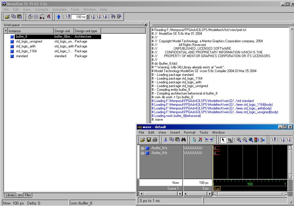 18. The simulator used here is ModelSim-XE from Xilinx. Once the process is started, the simulator tool is invoked.