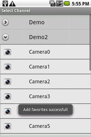 Click the MENU button to go to camera selection interface, unfold the camera