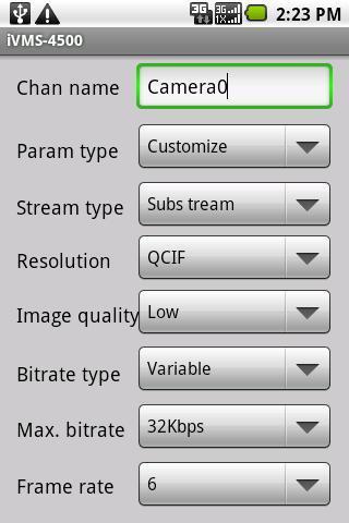Camera parameters description Parameters Description Chan. name Define a name for the camera Para. type You can select customize or general Encoding para.