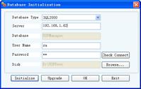 Click [Yes] to pop up the database initialization window parameters according to actual situation.