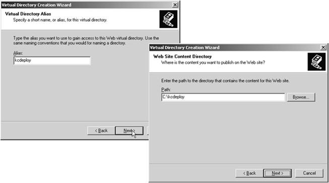Create a Virtual Directory in IIS (continued) Follow the wizard to configure the virtual directory.