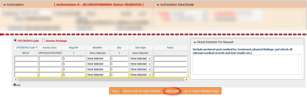This feature allows users to print authorization requests.