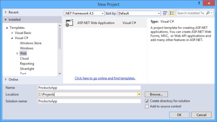 ASP.NET Web API in Visual Studio You can also create a Web API project using
