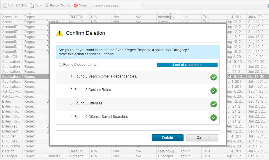 Incident Detection and Management Deletion Framework Custom Property Deletion When you attempt to delete custom