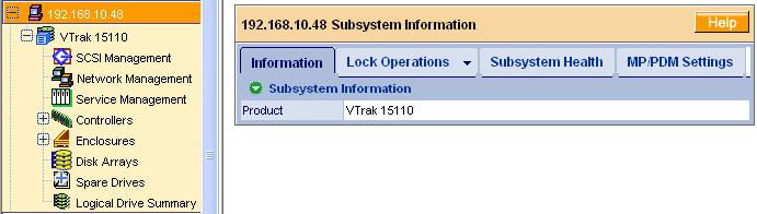 The new Subsystem is added to Subsystem Management and also appears in the Information tab.