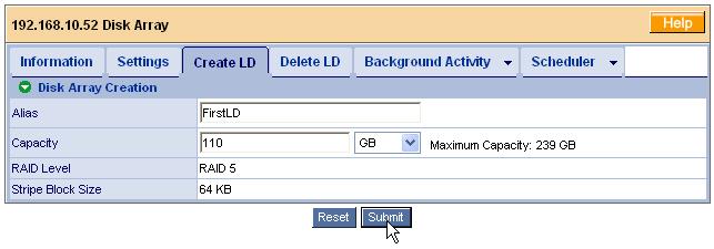 VTrak 15110/12100/8110 Quick Start Guide Create a Logical Drive When you create a disk array (see page 36), you automatically create one logical drive also.