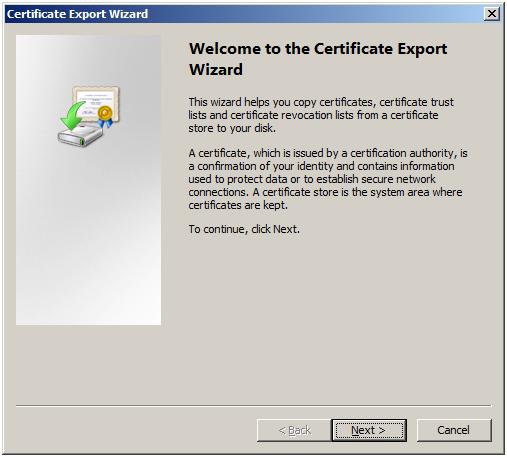 Select Yes, export the private key and