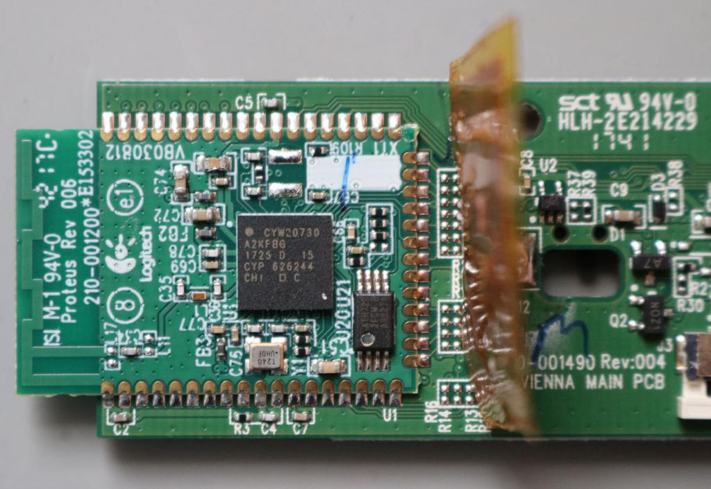 Bluetooth transceiver and an EEPROM chip.