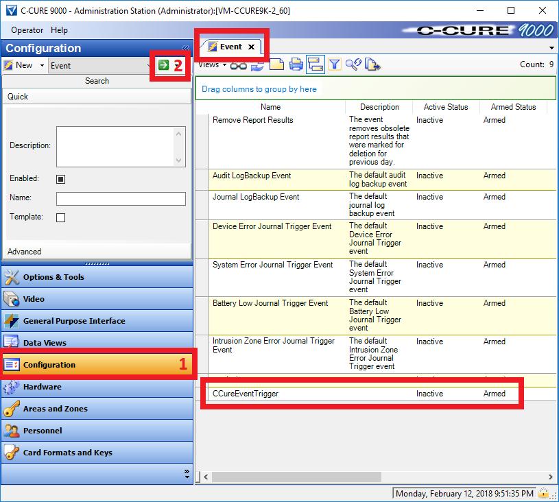 8.2.12.2 Configure Analytic event in C-Cure To configure the analytic event in C-Cure you need to already have a C-Cure event that can be used as the cause for triggering the Milestone Camera Action.