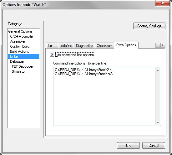 5.2.1 Linker Options To build the project select Project->Rebuild All.