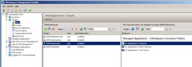 9 Targets Targeting is the method for assigning resources to a user, for example, assigning a virtual desktop.