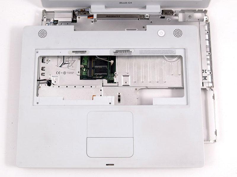 Lift the upper case and use a spudger or your finger to disconnect the trackpad connector hidden beneath the white plastic tab.