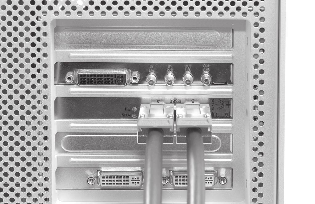 Enclosure Setup 2. Connect each of the data cables remaining connectors to either of the mini-sas ports on the Sonnet RAID controller card; verify the connectors are plugged in securely (Figure 15).