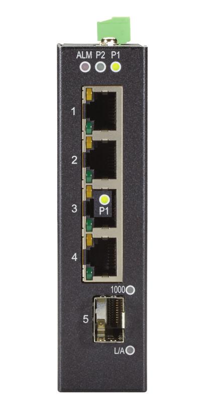 INDUSTRIAL UNMANAGED GIGABIT ETHERNET SWITCH (LIG401A) TOP VIEW WHAT S INCLUDED WITH THE LIG401A (1) INDUSTRIAL UNMANAGED GIGABIT ETHERNET SWITCH (1) DC TERMINAL BLOCK (4) RJ-45 PORT DUST COVERS (1)