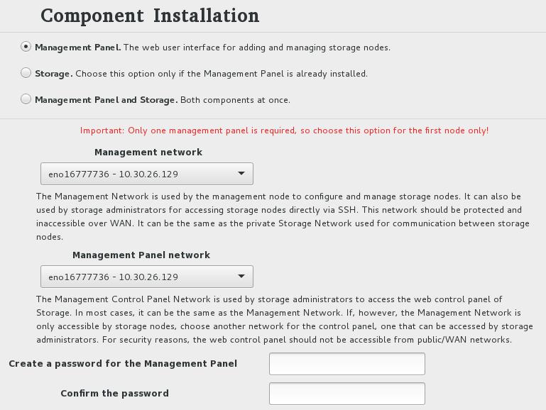 3.5. Choosing Components to Install to the management panel. 3.