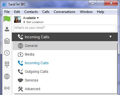 Change call settings using the SaskTel IBC Desktop Client DESCRIPTION SCREEN Change call settings The SaskTel IBC