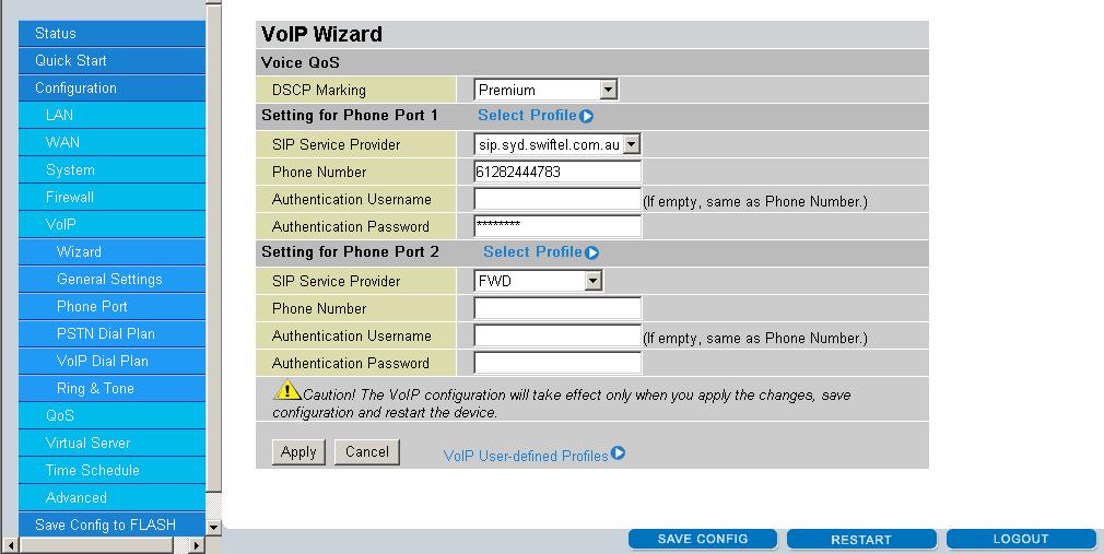step 3 Click Wizard, under the VoIP heading.