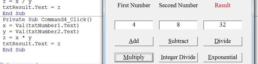 4- Multiply Double click on the Multiply Command Button.