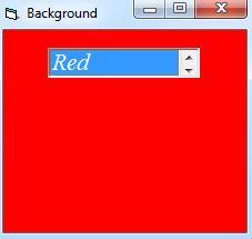 AddItem "Black" Private Sub List1_Click() Dim icolor As Integer Dim sbackground As String icolor = List1.