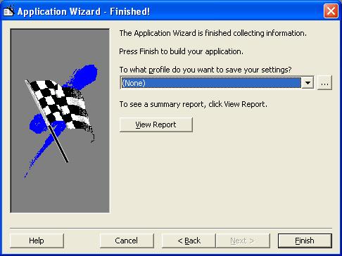 11. Click OK to close the final application wizard dialog box.