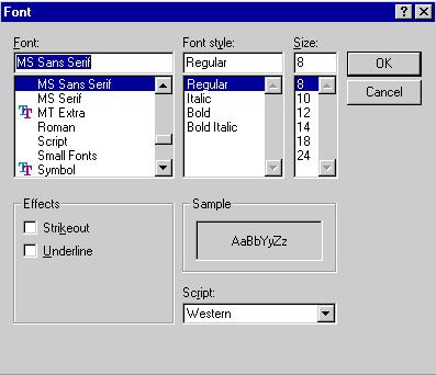 Text1.Font.Underline = True At design time the Font dialog box lets you modify all font attributes at once and preview the result.