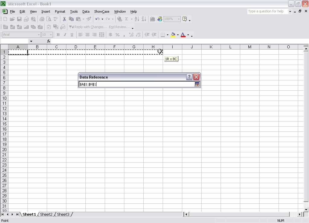 8. When you click the red arrow, you will be directed back to your blank spreadsheet. You must now select the fields where you want the column headings to be referenced to on the spreadsheet.