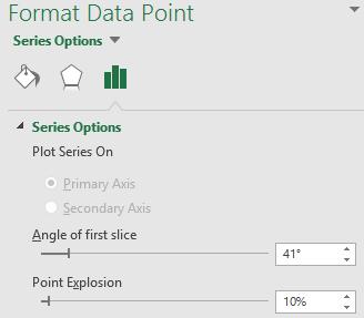 1. Select a single data point in the series (A wedge) 2.