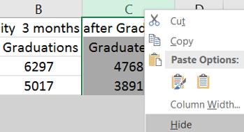 default setting in Excel charting is to remove any content in hidden cells and to show