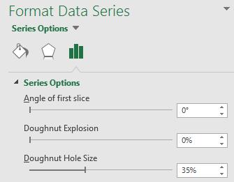 Click the Series options icon 17. Change the Doughnut hole size 35% 18.
