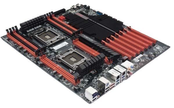 Figure 5-2 This motherboard for a server has two processor sockets,