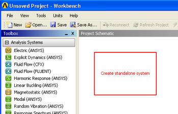 Drag the Static Structural (ANSYS) button into the green box until it turns red and has the text "Create