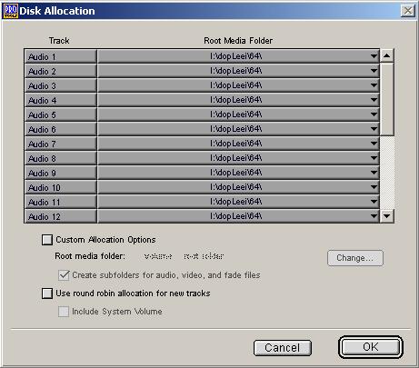 Disk Allocation Dialog Shortcuts Two new key shortcuts make it easier to allocate a specific destination hard drive to multiple tracks simultaneously: To make a continuous selection, Shift-click a