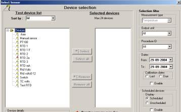 12. USING THE DEVICE SEARCH DIALOG The Test device search dialog is used to select one or more devices from the test device database depending from where it is called.