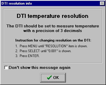 DTI resolution message: The user can check the Don t show this message again check box to disable the message window in the future.