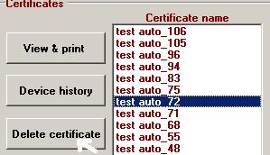3.1.4 Delete certificate Delete a certificate by first selecting the certificate from