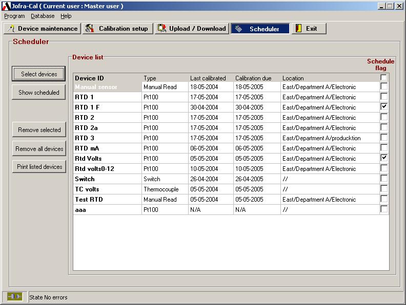 10. SCHEDULER The scheduler allows a user to easily administrate the calibration of test devices.