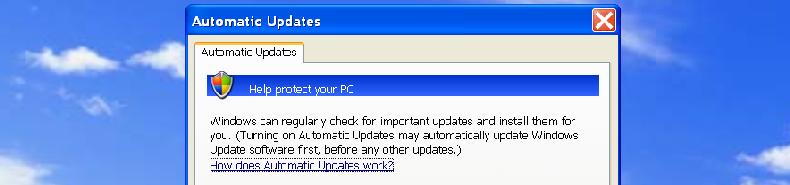 Automatically Update Windows XP Schedule automatic tasks and updates Settings to choose from regarding